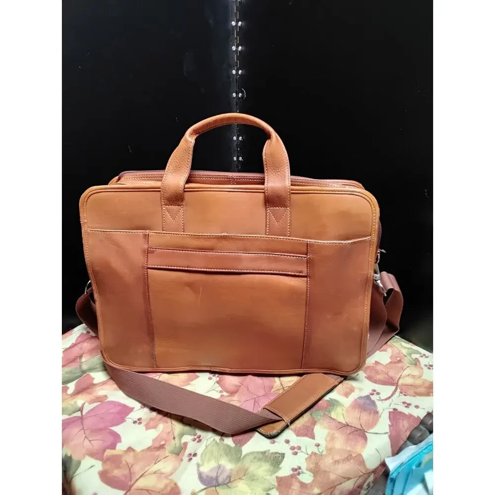Wilson Leather Vintage Briefcase Messenger Laptop Computer bag Cognac brown